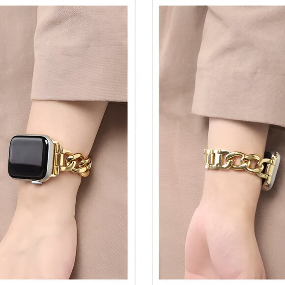 NEW Strap Chain Stainless Gold Band For Apple Watch - Picture 5 of 5